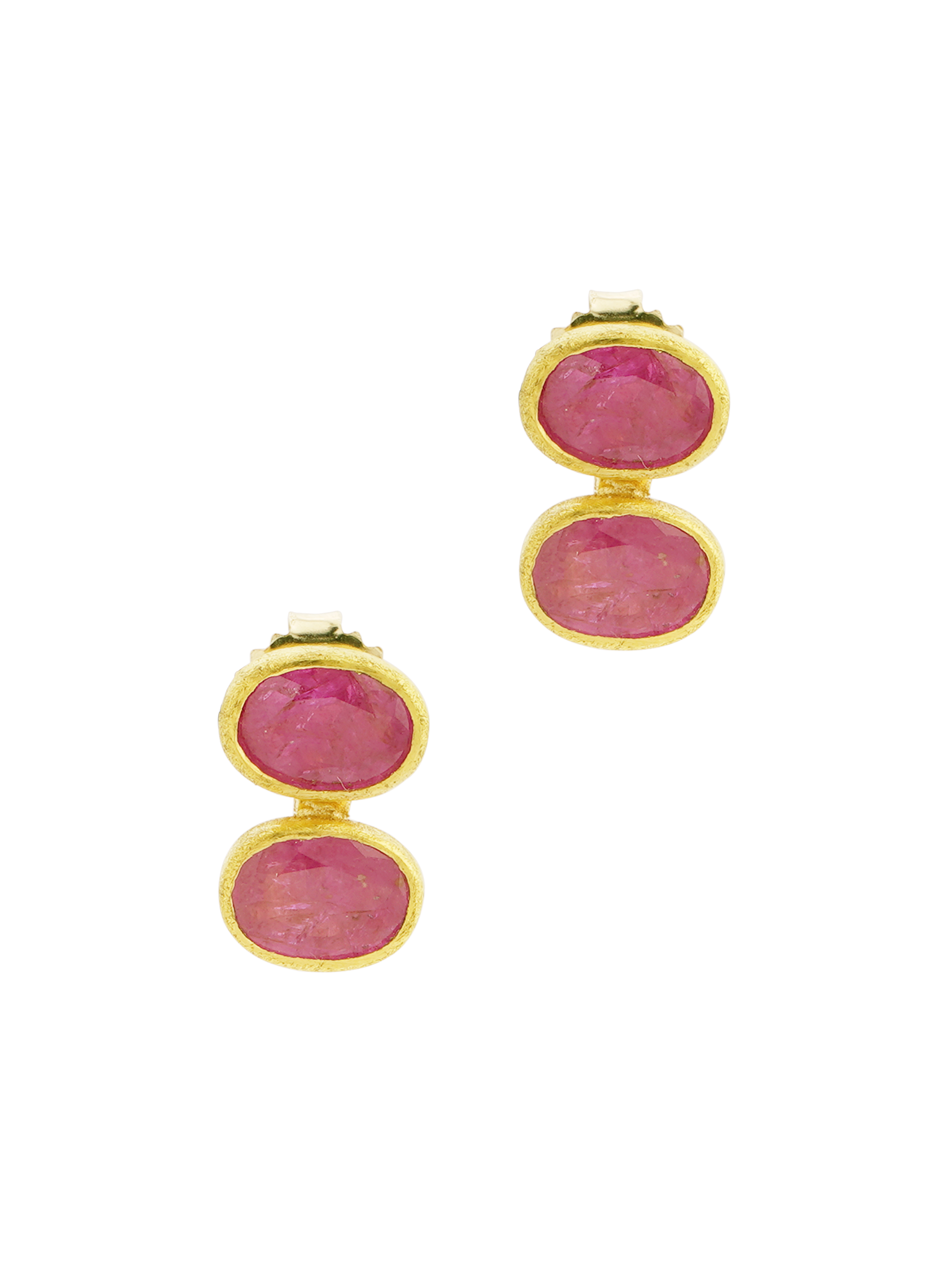 Stacked pink ruby earrings